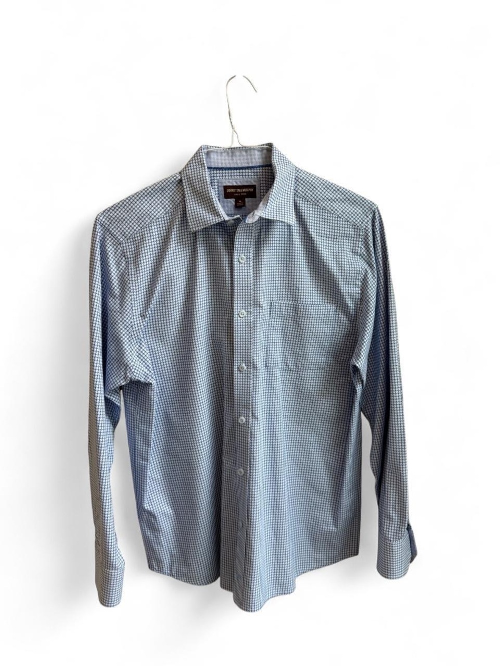 Johnston & Murphy Blue Geometric Micro-Print Button Up